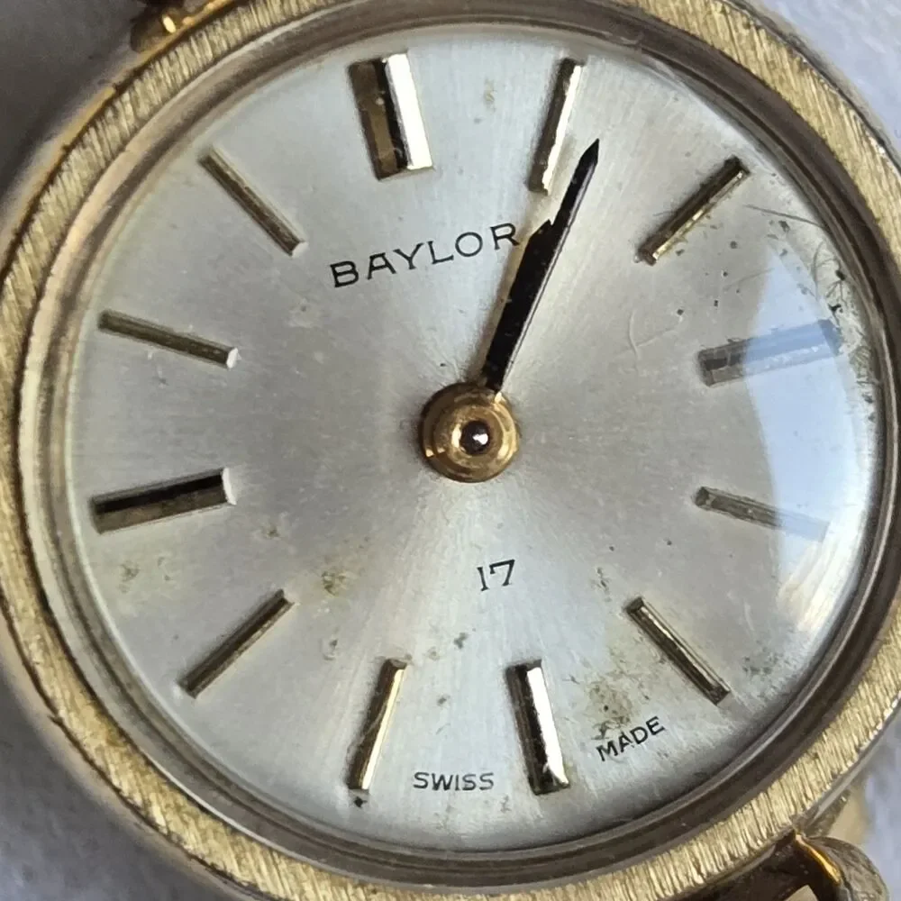 Vtg Ladies Baylor 17 Jewel Swiss Mechanical Watch Speidel For Parts Repair READ